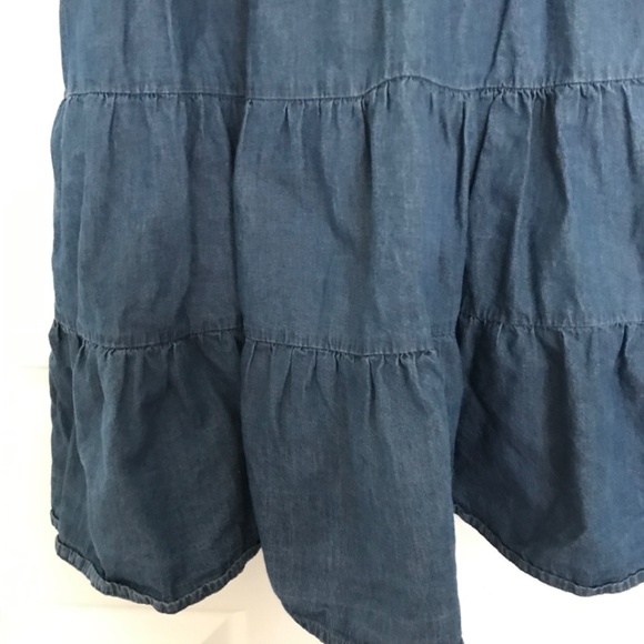 Bluenotes 100% Cotton Chambray Smocked Tiered Mini Dress XL Pockets Denim - Picture 8 of 12